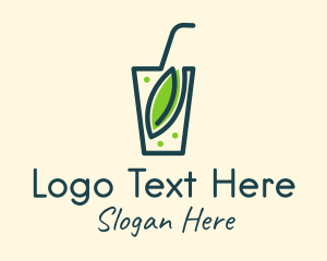 Milk Tea - Minimalist Leaf Drink logo design