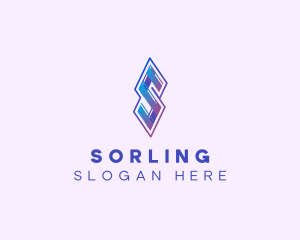 Folded Modern Ribbon Letter S logo design