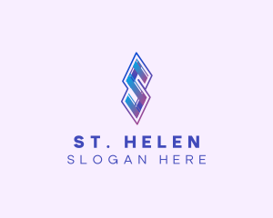 Folded Modern Ribbon Letter S logo design