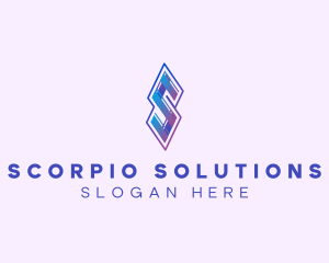 Folded Modern Ribbon Letter S logo design