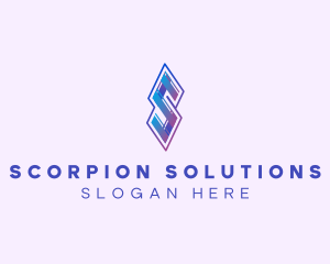 Folded Modern Ribbon Letter S logo design