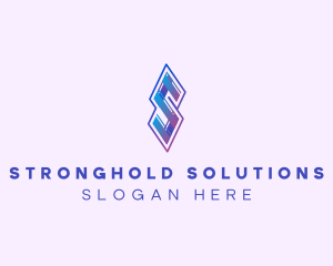 Folded Modern Ribbon Letter S logo design