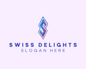 Folded Modern Ribbon Letter S logo design