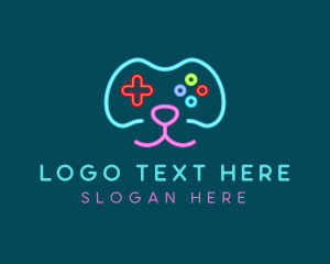 Neon Light - Gaming Dog Face logo design