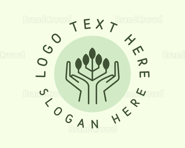 Ecology Leaf Hand Logo