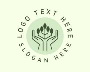 Landscaping - Ecology Leaf Hand logo design