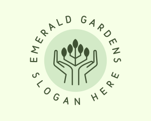 Ecology Leaf Hand logo design