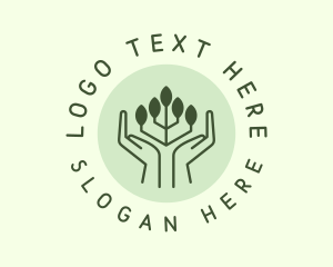 Ecology Leaf Hand Logo