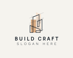 Building Contractor Blueprint logo design