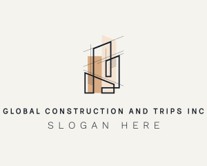 Architectural - Building Contractor Blueprint logo design