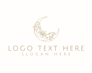 Night - Floral Crescent Moon logo design