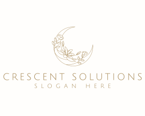 Floral Crescent Moon logo design