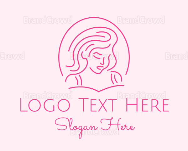 Pink Minimalist Lady Logo