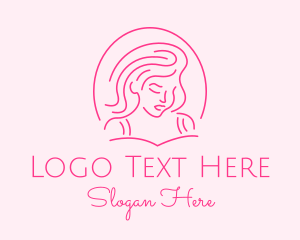 Girl - Pink Minimalist Lady logo design