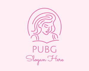 Hair Salon - Pink Minimalist Lady logo design