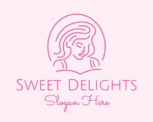 Pink Minimalist Lady logo design