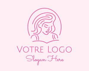 Hair Salon - Pink Minimalist Lady logo design