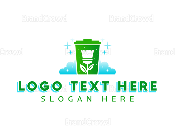 Broom Garbage Bin Logo