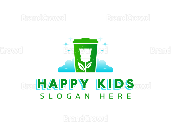 Broom Garbage Bin Logo