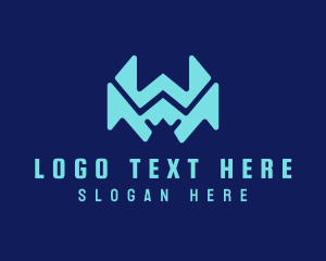 Blue - Digital Software Letter W logo design