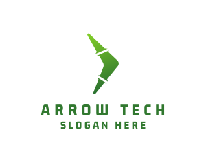 Green Boomerang Arrow logo design