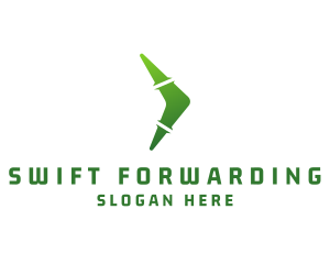 Green Boomerang Arrow logo design