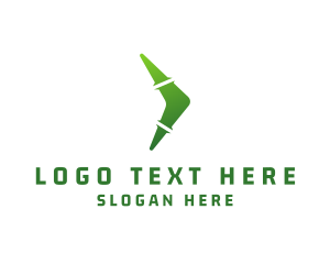 Web - Green Boomerang Arrow logo design