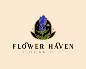 Switzerland Gentian Flower logo design