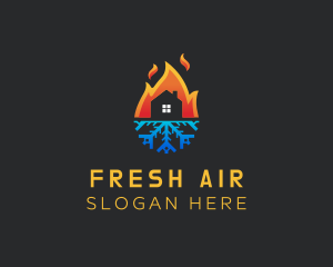 House Fire Ice Ventilation logo design