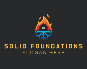 Solar - House Fire Ice Ventilation logo design