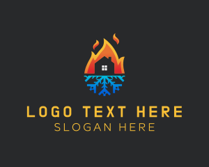 Solar - House Fire Ice Ventilation logo design