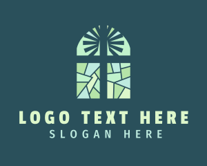 Green - Cross Stained Glass logo design