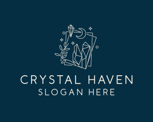 Moon Crystal Gemstone logo design