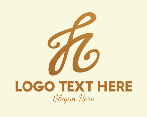 Calligraphic - Elegant Bronze Letter H logo design