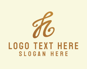 Calligraphic - Elegant Bronze Letter H logo design