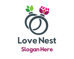 Valentines - Nature Wedding Marriage Rings logo design