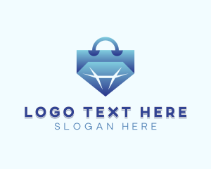 Negative Space - Diamond Shopping Bag logo design