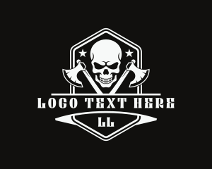 Mercenary - Skull Axe Weapon logo design