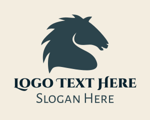 Mustang - Gray Stallion Equestrian logo design