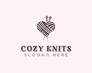 Heart Knitting Yarn logo design