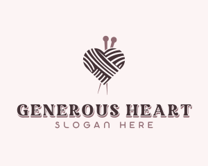 Heart Knitting Yarn logo design