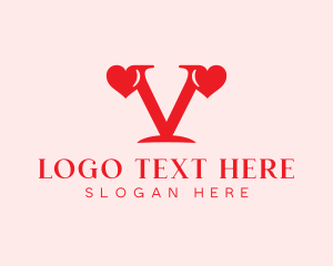 Valentine Heart Letter V logo design