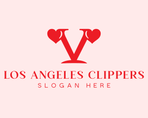Couple - Valentine Heart Letter V logo design