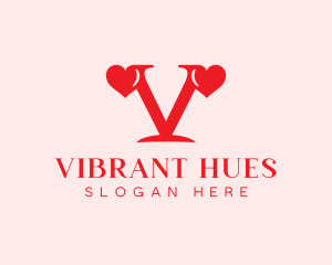 Valentine Heart Letter V logo design