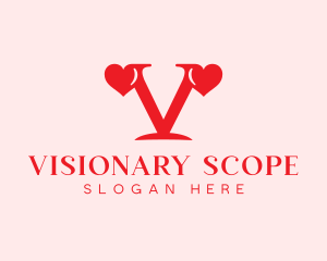 Valentine Heart Letter V logo design