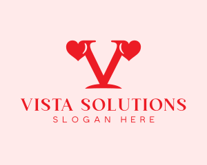 Valentine Heart Letter V logo design