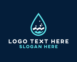 H2o - Aqua Wave Droplet logo design