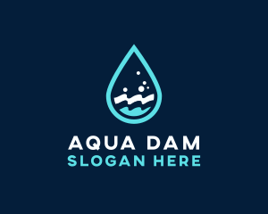 Dam - Aqua Wave Droplet logo design