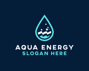 Aqua Wave Droplet logo design