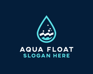 Aqua Wave Droplet logo design